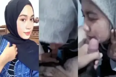 Hijab Cantik Sepong Jumbo Crot Di Muka Full